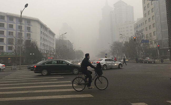 a smoggy morning in Beijing
