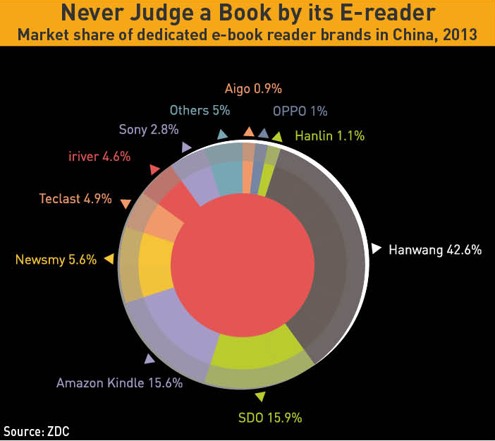Market share of dedicated e-book reader brands in China, 2013