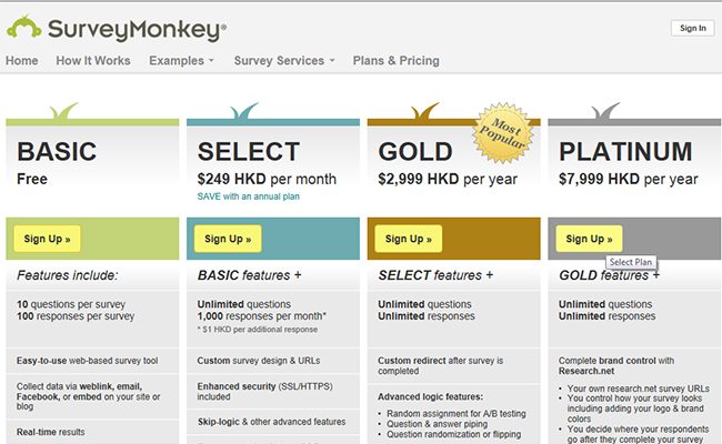 Survey Monkey offer free accounts as well as premium services