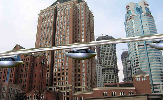 Skytran in operation, artist rendering