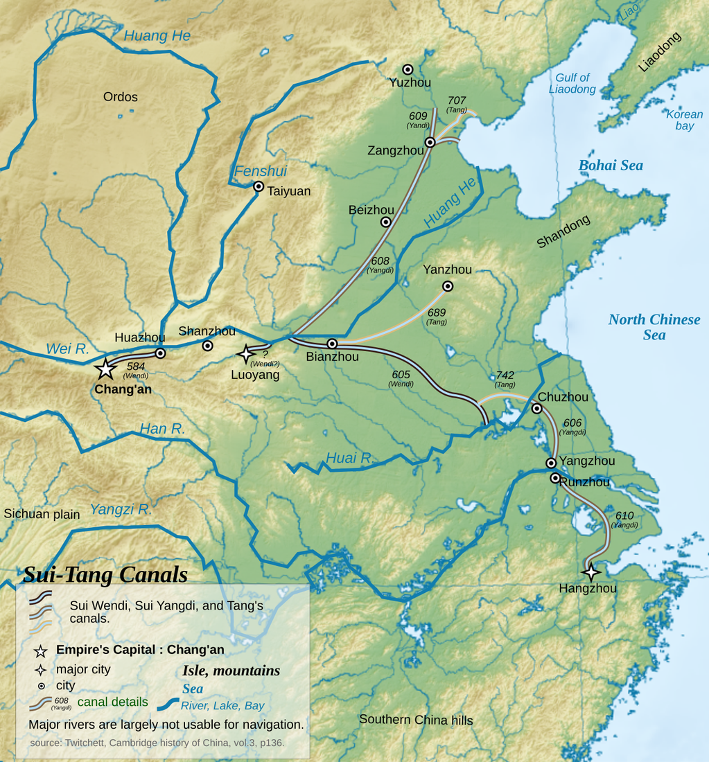 Map of the Sui dynasty canal network centred on Luoyang