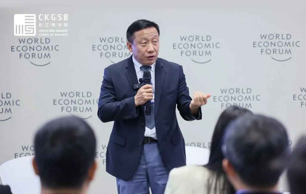 CKGSB Dean Li Haitao speaking at the World Economic Forum in Dalian, China